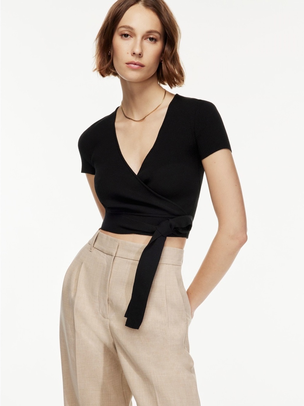 Aritzia Wilfred All Tied Up Black Wrap